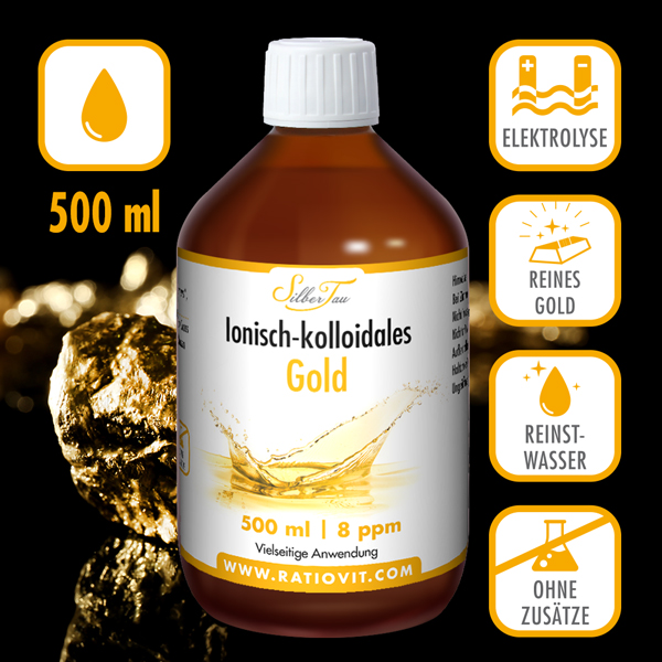 KoGo Kolloidales Gold 500 ml 8 ppm Goldwasser in Markenqualität 